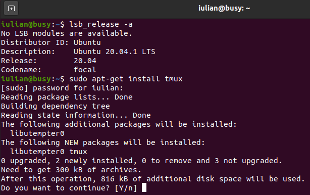Install tmux on Debian/Ubuntu derrivates
